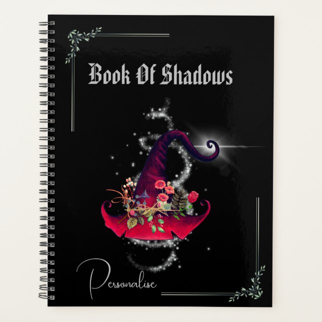 Pretty Book Of Shadows Red Witches Black Journal  Planner (Front)