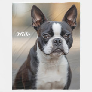 Pretty Boston Terrier Personalised Fleece Blanket