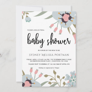 Pretty Botanical Baby Shower Invitation