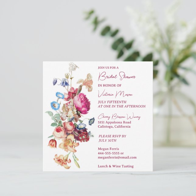 Pretty Botanical Bridal Shower Invitation (Standing Front)