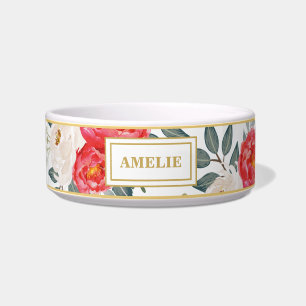 Pretty Botanical Floral Fashionable Cat Dog Pet Bowl