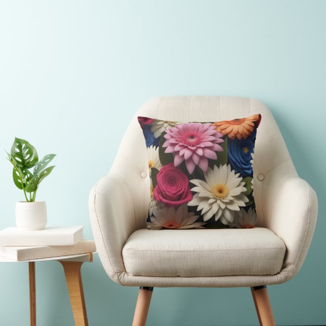  Pretty Botanical Flower Floral Pattern Cushion (Chair)