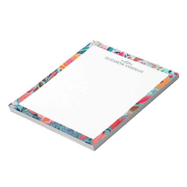 Pretty Botanical Girly Floral Frame  Notepad (Rotated)