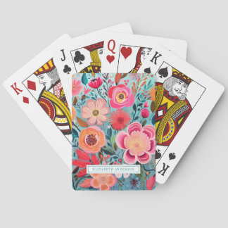 Pretty Botanical Girly Floral Pattern Playing Cards