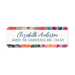 Pretty Botanical Girly Floral Return Address Label