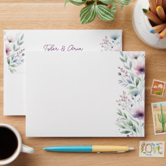 Pretty Botanical Personalised Wedding Envelope