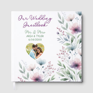 Pretty Botanical Personalized Wedding Guest Book