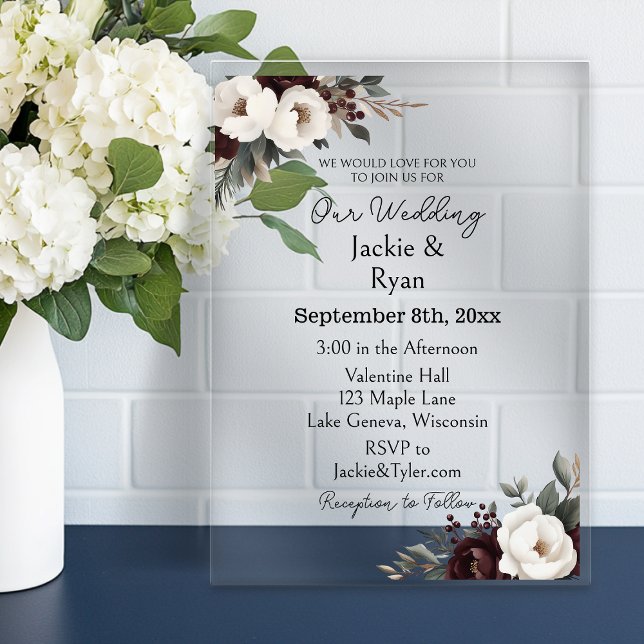 Pretty Botanical Translucent Wedding Acrylic Invitations (Creator Uploaded)