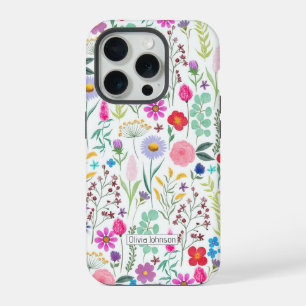 Pretty Botanical Watercolor Flowers iPhone 15 Pro Case