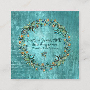 Pretty Botanical Wreath Square Business Card