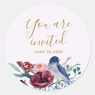 Pretty Botanical You're Invited Mother's Blessing  Classic Round Sticker
