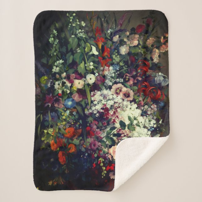Pretty Bouquet of Flowers in a Vase Sherpa Blanket (Front)