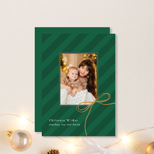 Pretty Bow Christmas Stripes Simply Elegant Photo Holiday Card