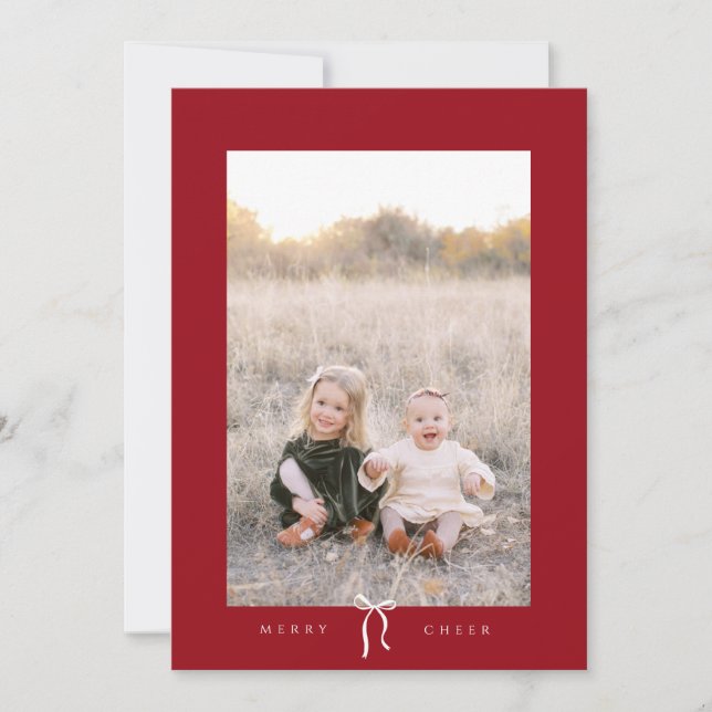 pretty bow happy holidays photo card  (Front)