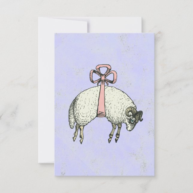 Pretty Bow Sheep CHANGE COLOR ~ Invitations (Front)