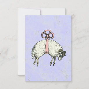 Pretty Bow Sheep CHANGE COLOR ~ Invitations