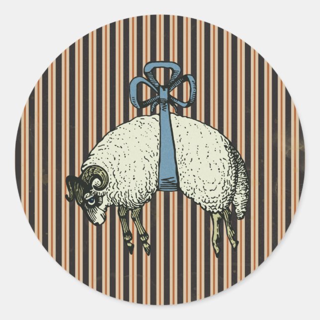 Pretty Bow Sheep DESIGNER OPTIONS~ Circle Stickers (Front)