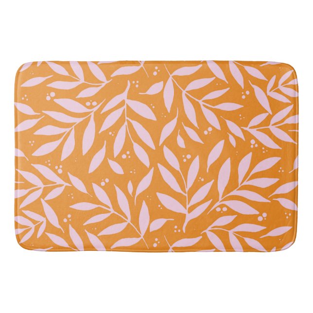 Pretty branches - orange and pink bath mat (Front)