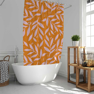 Pretty branches - orange and pink shower curtain