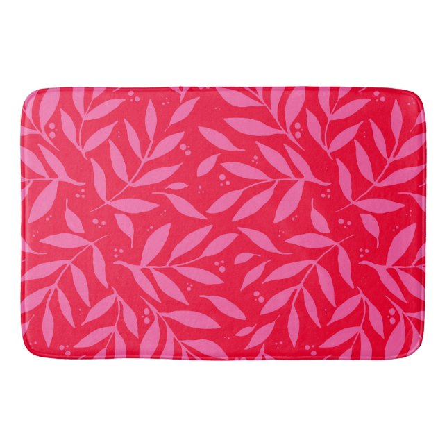 Pretty branches - pink and red bath mat (Front)