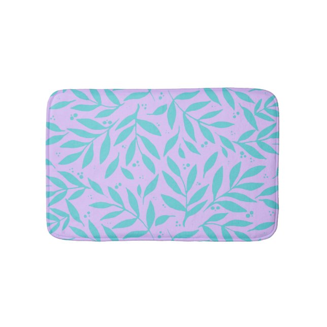 Pretty branches - turquoise and violet teen bath mat (Front)