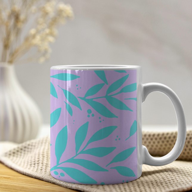 Pretty branches - turquoise and violet teen coffee mug (Creator Uploaded)