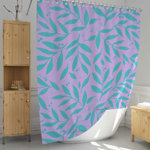 Pretty branches - turquoise and violet teen shower curtain