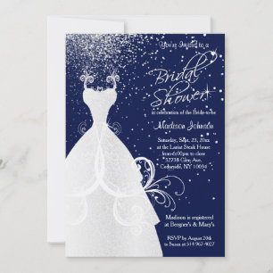 Pretty Bridal Shower in Navy Blue Invitation