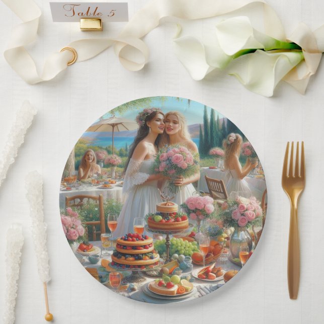 Pretty Bridal Shower Pink Roses Paper Plate (Wedding)