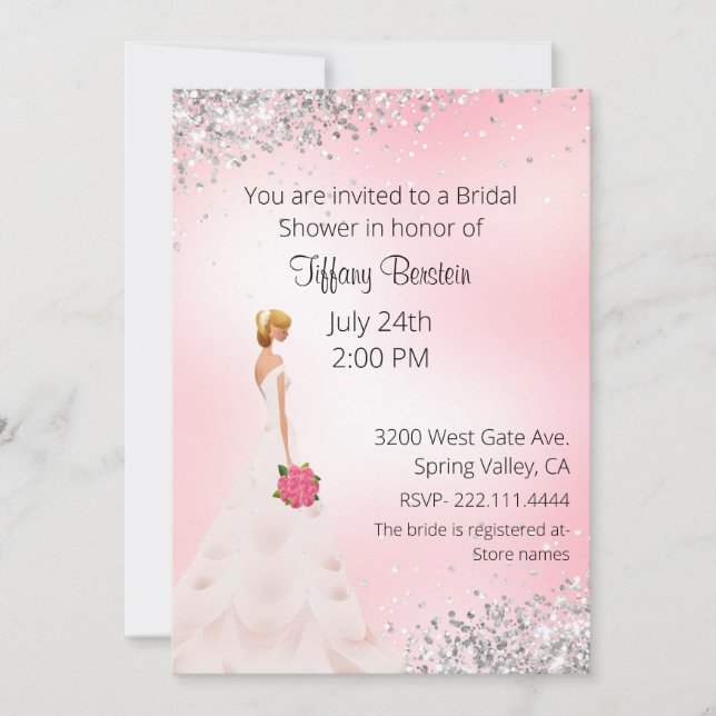 Pretty Bride Bridal Shower  Invitation (Front)
