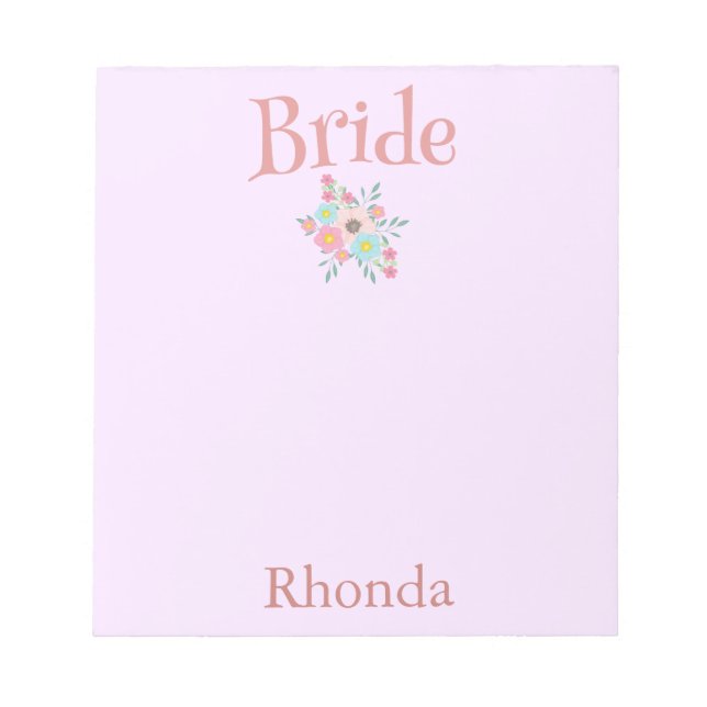 Pretty Bride Personalise Notepad (Front)