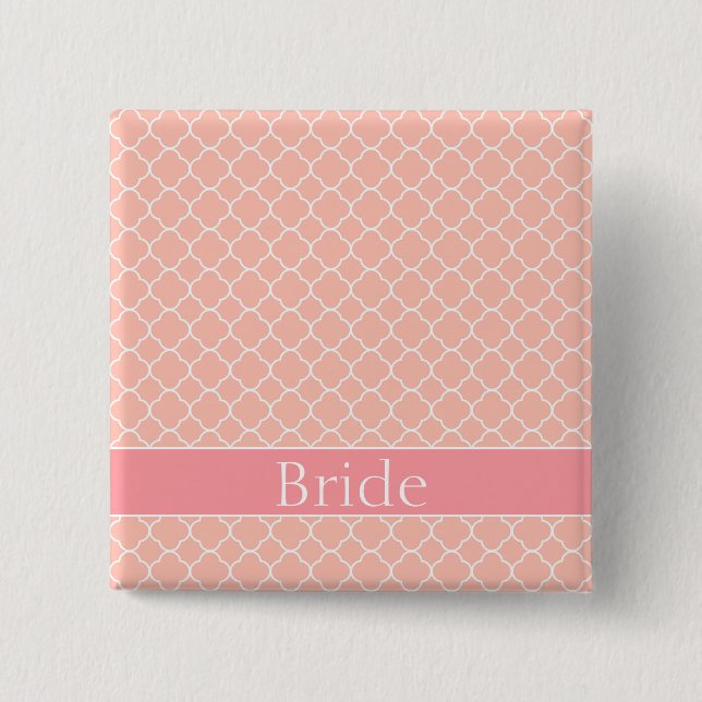 Pretty Bride Pink and White 15 Cm Square Badge (Front)