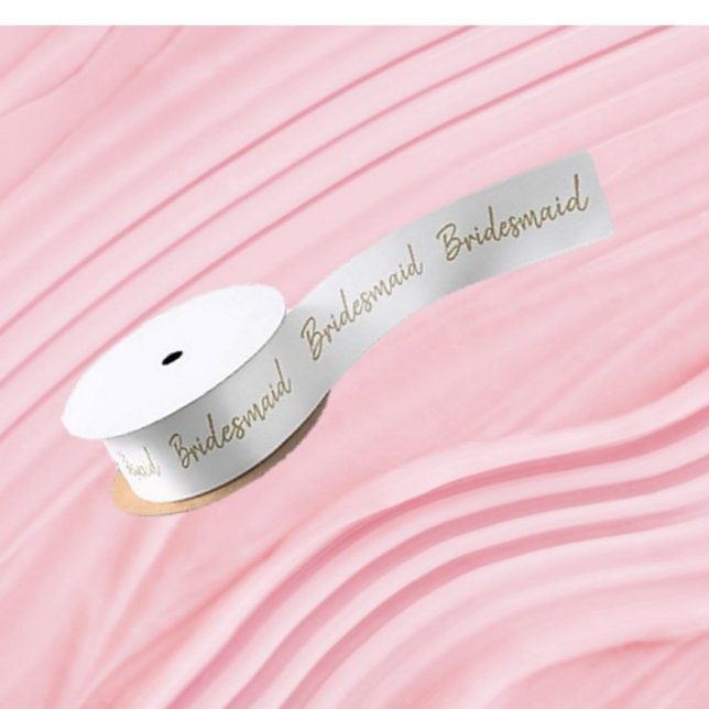 Pretty Bridesmaid ribbon (white/gold) Satin Ribbon (Creator Uploaded)