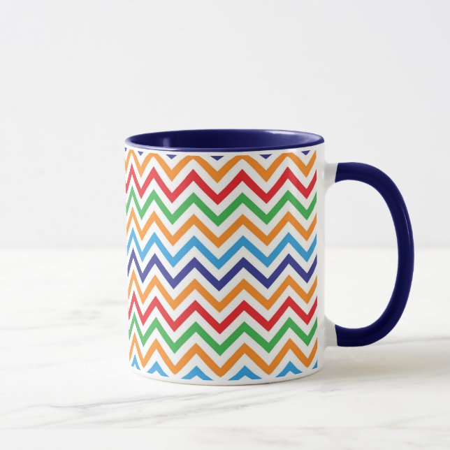 Pretty Bright Colourful Zig Zag Chevron Stripes Mug (Right)