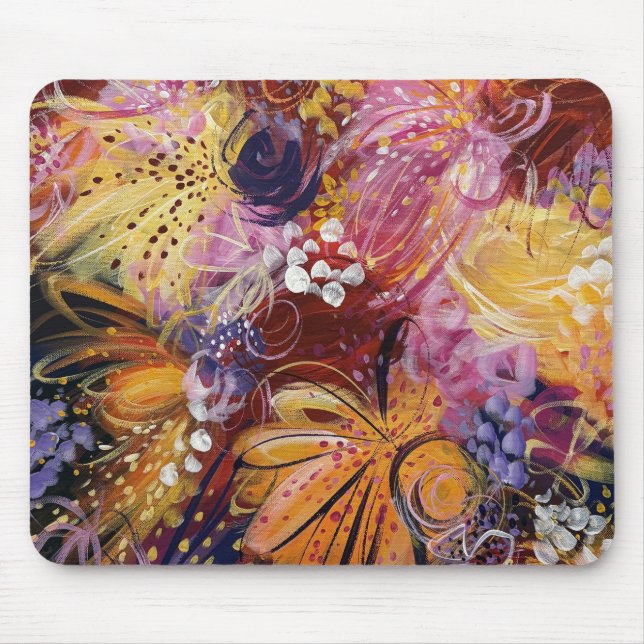 Pretty Bright Floral Mouse Mat Pad 4 (Front)