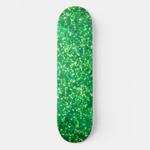 Pretty Bright Green Faux Glitter Design Skateboard
