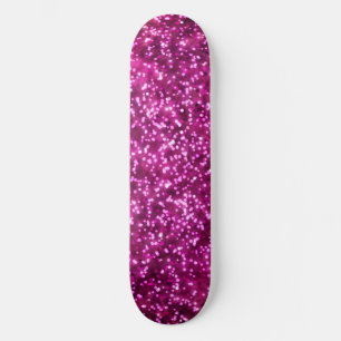 Pretty Bright Pink Faux Glitter Design Skateboard