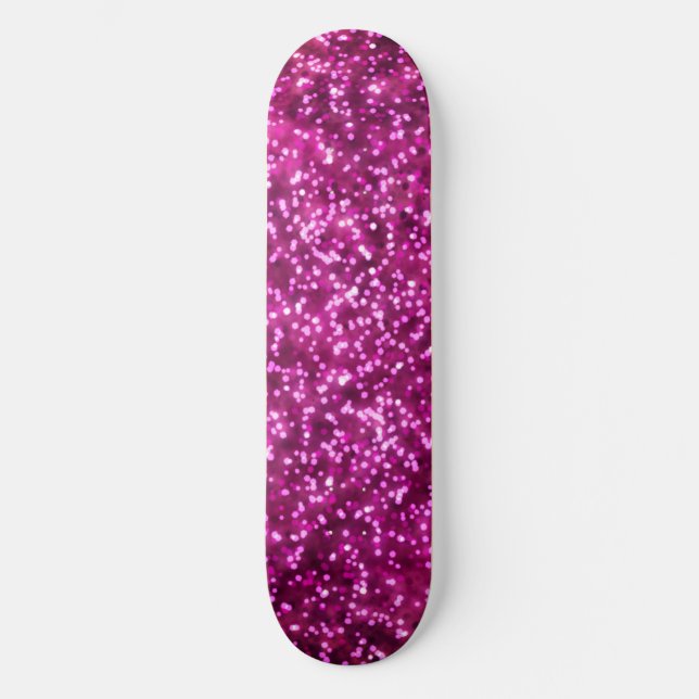 Pretty Bright Pink Faux Glitter Design Skateboard (Front)