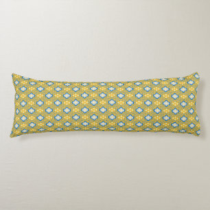 PRETTY BRIGHT YELLOW & BLUE FLORAL PATTERNS BODY CUSHION