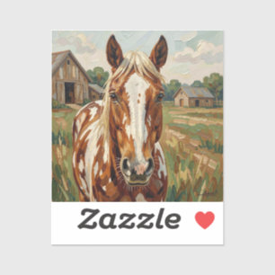 Pretty Brown and White Horse on a Rustic Farm