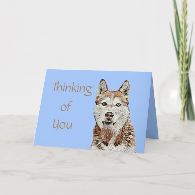 Pretty Brown and White Husky Greeting Card (Front)