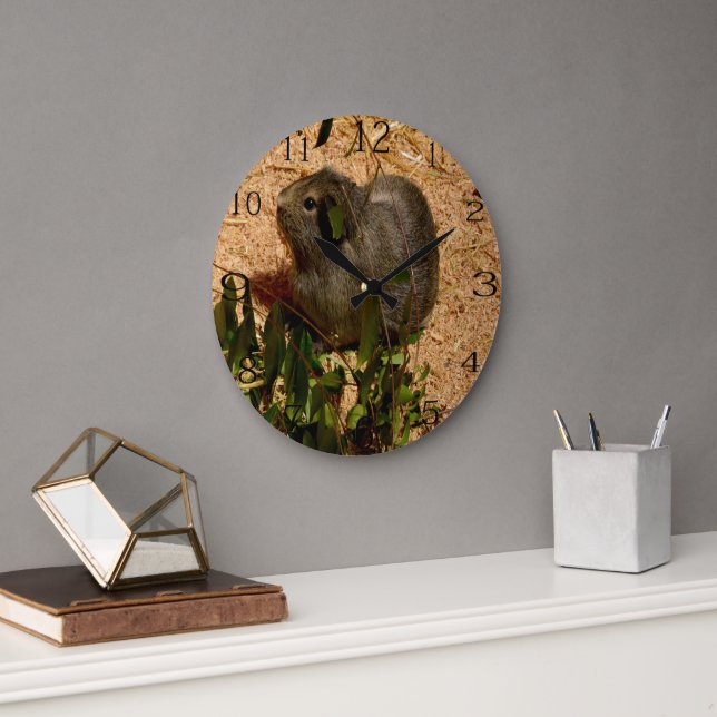 Pretty Brown Coloured Guinea Pig, Large Clock (Office)