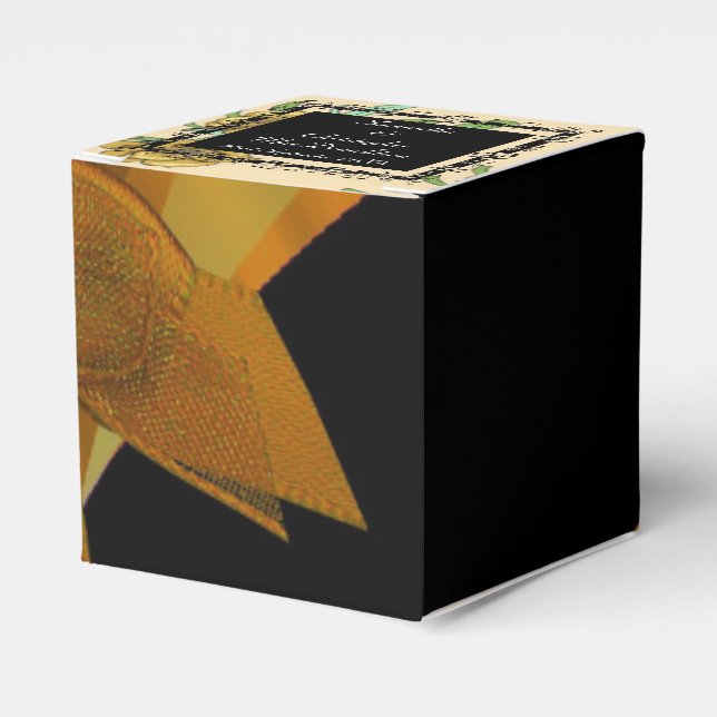 Pretty brown floral flower pattern wedding favour box (Front Side)
