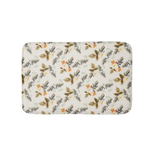 Pretty Brown Floral Neutral Colour Matching  Bath Mat