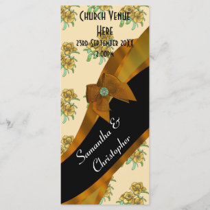 Pretty brown floral wedding program