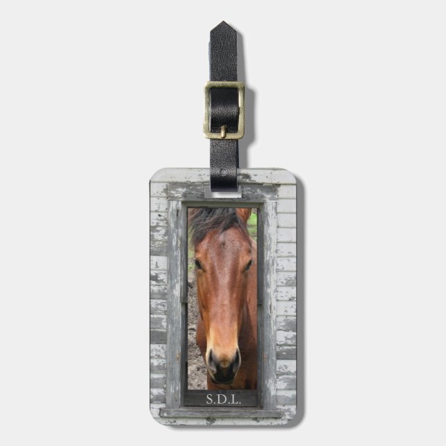Pretty Brown Horse, Customise name Luggage Tag (Front Vertical)