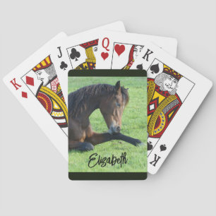 Pretty Brown Horse Laying in the Grass Playing Cards