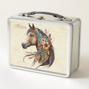 Pretty Buckskin Horse Lunch Box with Name