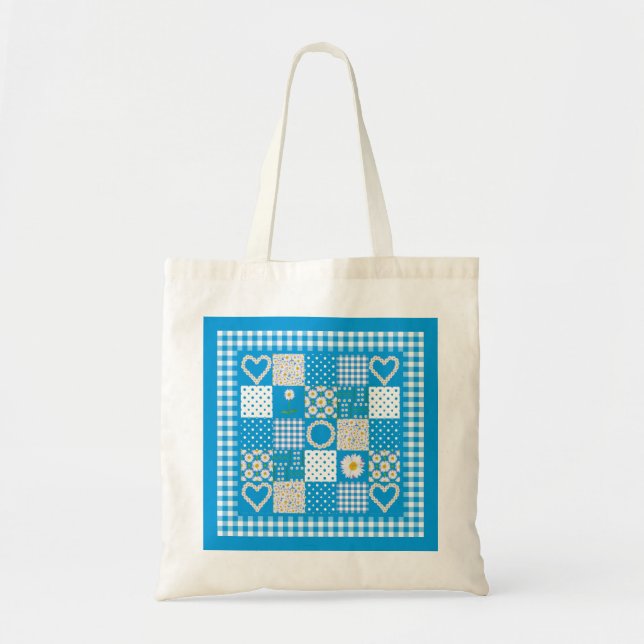 Pretty Budget Tote Bag: Daisychains Faux Patchwork Bag (Front)