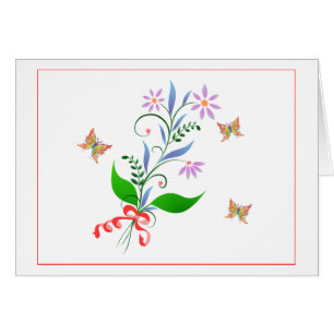 Pretty Bunch of Flowers and Fluttering Butterflies